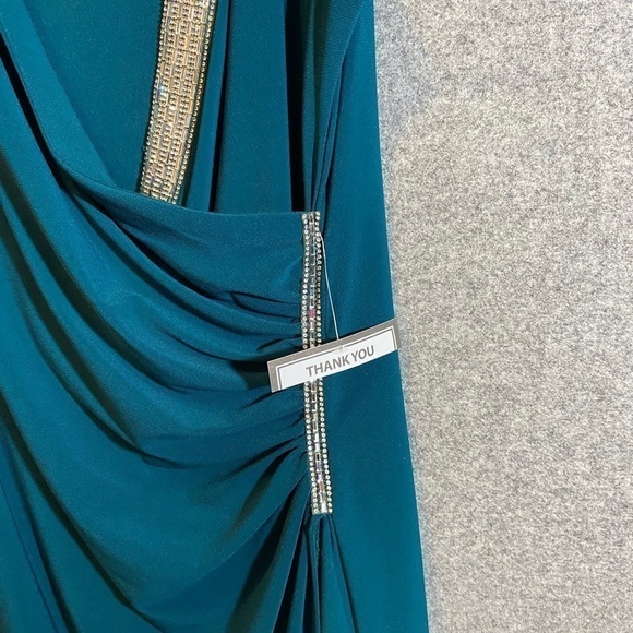 12 MSK White Rhinestone Embellished Green Party Dress Size S - Picture 5 of 5